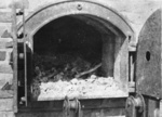 KL Majdanek po išlaisvinimo 1944 m. Krematorijaus krosnies vidus su sudegintų žmonių liekanomis (IPN).